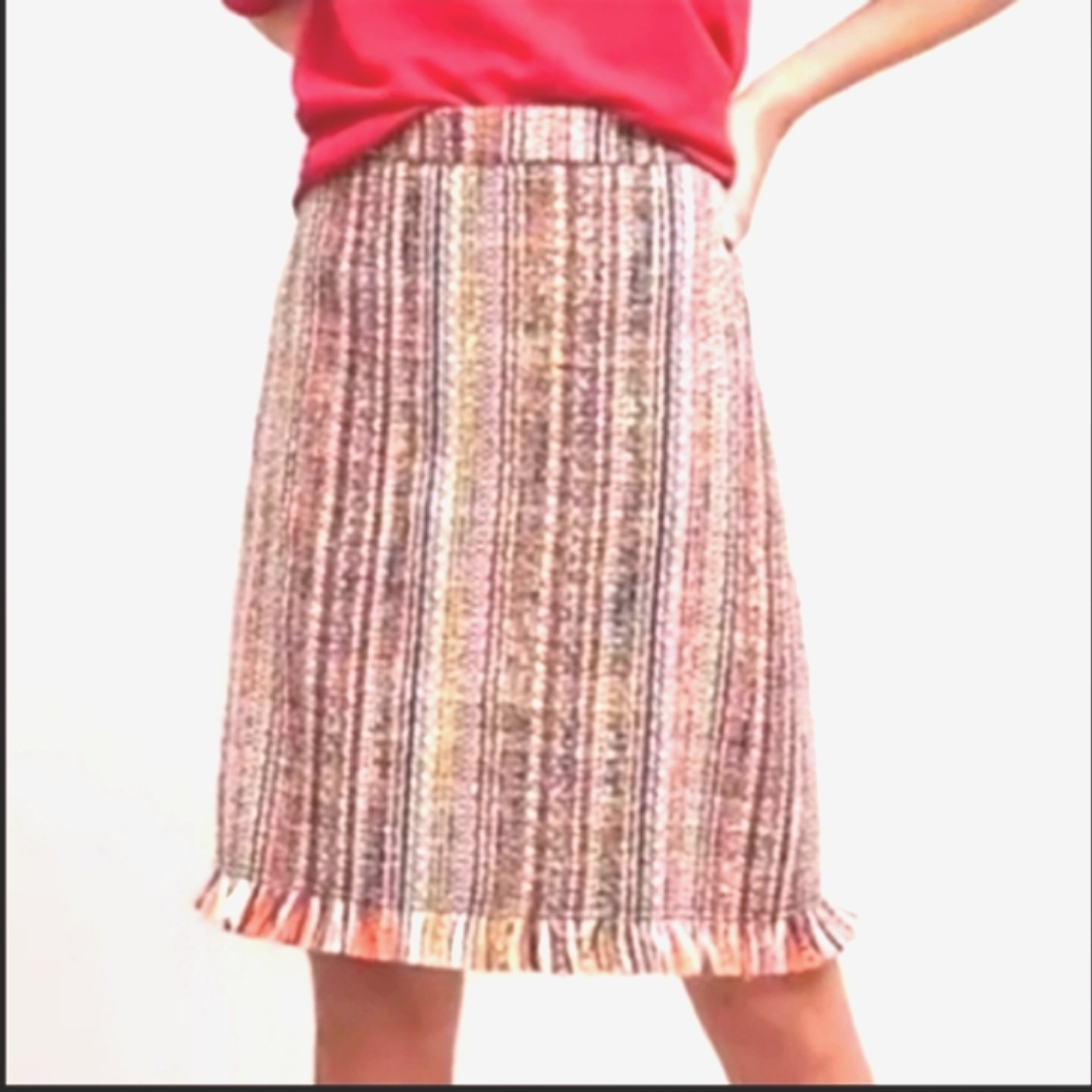 Anthropologie Maeve Tweed Multicolor Fringe Boho Skirt Size 4